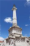 Portuguese King Dom Pedro IV monument, Dom Pedro IV Sqaure (Rossio Square), in the Baixa district, Lisbon, Portugal, Europe