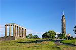 De Nelson et le Monument National, Calton Hill en été soleil, Édimbourg, Écosse, Royaume-Uni, Europe