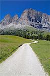 Groupe Sassolungo et chemin d'accès, col de Sella, Trento et Provinces de Bolzano, Italie Dolomites, Italie, Europe