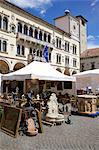 Post Building and market, Piazza dei Duomo, Belluno, Province of Belluno, Veneto, Italy, Europe