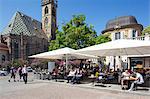 Cafe and Duomo, Walther Platz, Bolzano, Bolzano Province, Trentino-Alto Adige, Italy, Europe
