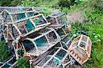 Old lobster pots at Catterline, Aberdeenshire, Scotland, United Kingdom, europe