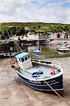 Beached fishing boat in the Harbour at Stonehaven, Aberdeenshire, Scotland, United Kingdom, Europe