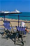 Meer und Pier, Eastbourne, East Sussex, England, Vereinigtes Königreich, Europa