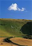 Long Man of Wilmington chalk figure, Wilmington, East Sussex, England, United Kingdom, Europe