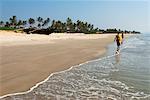 View along beach, Benaulim, Goa, India, Asia