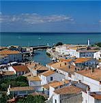 View over town and harbour, St. Martin, Ile de Re, Poitou-Charentes, France, Europe