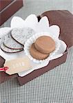 Chocolate cookies in a gift box
