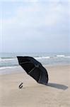 Open Umbrella on Beach, Port Camargue, Grau du Roi, Gard, Languedoc-Roussillon, France