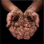 Close-up of Woman's Hands with Henna Designs, Studio Shot