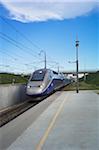 TGV Train Arriving at Platform of Valence Station, Valence, Drome Department, France