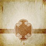 Abstract vintage background with label. Grunge elements give it a textured and aged feeling.