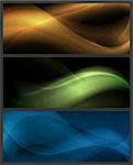 Textured horizontal background set in gold, green and blue. Wavy patterns on dark   background with light effects. EPS10
