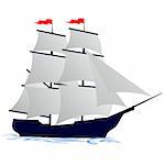 Old sailing ship. Illustration on white background.