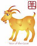 Chinese New Year of the Goat Zodiac with Chinese Goat Text Illustration