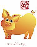 Chinese New Year of the Pig Zodiac with Chinese Pig Text Illustration