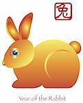 Chinese New Year of the Rabbit Zodiac with Chinese Rabbit Text Illustration