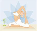 Vector illustration of Beautiful woman doing youga exercises