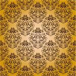 Damask seamless floral pattern. Royal wallpaper. Flowers on a yellow background. EPS 10