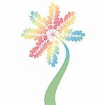 colorful art tree silhouette isolated on white background