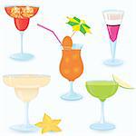 Vector illustration of cocktail icon set on white background .