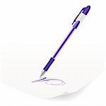 Vector image of violet ballpoint pen writing on paper