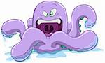 A vector illustration of a purple octopus in water for Halloween.