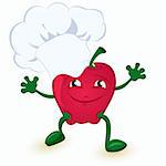 Apple cartoon character in chef hat vector illustration