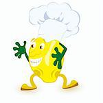 Lemon cartoon character in chef hat vector illustration