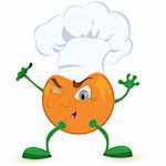 Orange cartoon character in chef hat vector illustration