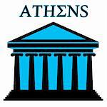 Athens symbol with Parthenon icon building on white background, vector illustration