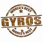 Grunge rubber stamp with the word gyros written inside the stamp