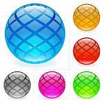 Collection of colorful glossy spheres isolated on white.