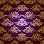 Damask seamless floral pattern. Royal wallpaper. Flowers on a purple background. EPS 10