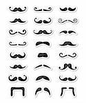 Moustache different types black icons set