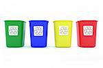 Colorful of plastic Recycle Bins with white background