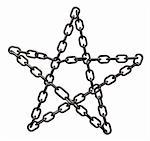 chains pentagram on white background - 3d illustration