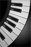 Piano keys. Illustration on black background, for design