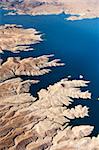 Aerial view of the Colorado River and Lake Mead, a snapshot taken from a helicopter on the border of Arizona and Nevada, USA