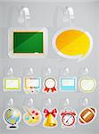 Set of School theme stickers. Vector illustration.