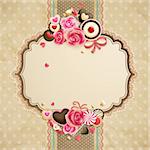 Valentine`s Day vintage lace card with sweets and place for text.