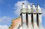 Chimneys of Casa Batllo in Barcelona, Spain