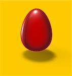 red easter egg on vellow background - 3d illustration