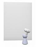 simple character cook with blank white card - 3d illustration