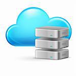 Cloud computing and remote Database. Illustration on white