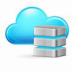 Cloud computing and remote Database. Illustration on white background