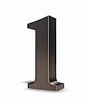 metal number one on white background - 3d illustration