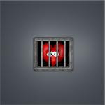 sad cartoon heart behind prison window - 3d illustration