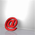 email symbol leans on white wound - 3d illustration