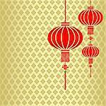 Red Chinese Lantern on Seamless Pattern Background